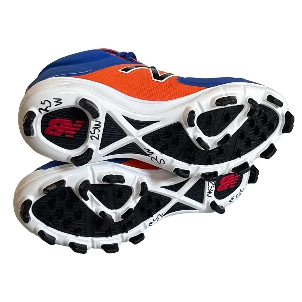 New Balance 3000v3 Baseball Cleats Blue Orange Mid Big Kids Size 5 NY Mets Soup